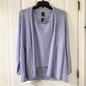 Eileen Fisher 2 Piece Twin Set Sleeveless Top With Open Cardigan L XL